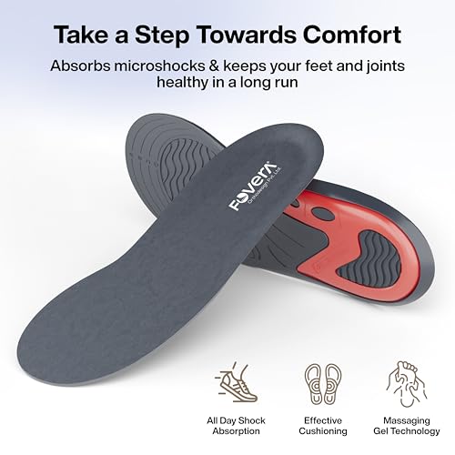 Image of FOVERA Gel Insole for Shoes Men | Dual Gel Technology for All Day Comfort | Trimmable Sole for Walking, Running, Sports, Formal and Safety Shoes (Male, Pack of 1 Pair)