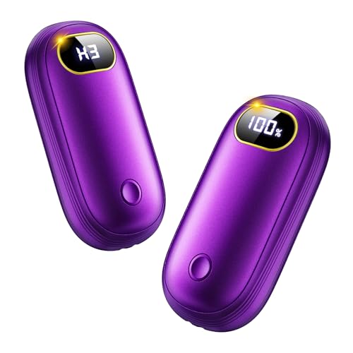 Electric Hand Warmers Rechargeable with Power Bank, LED Display, 17Hrs Warmth, Dual-Side 4 Levels Fast Heating Portable Pocket Heater for Hunting, Camping, Golf, Outdoor, Gifts for Women/Men