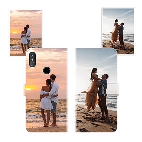 Sunrive Funda Personalizada Compatible con Motorola One Power/P30 Note, Cuero Protectiva Carcasa Personalizable para tu móvil con Foto Imagen Frase o Texto + Cuerda para móvil Universal