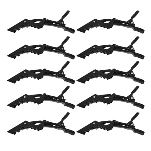 Pinzas de Cocodrilo para el Pelo, 10 Pinzas Pelo Peluqueriade Profesional de Plástico, Hebillas para Seccionar el Cabello, Agarre Antideslizante Dientes Anchos para Peluquería en Casa y Salón