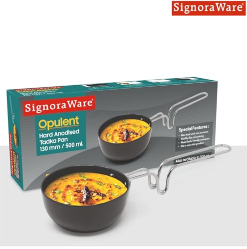 Image of Signoraware Opulent Non Stick Tadkapan 13cm | Ergonomically Designed Handle | Compact, Efficient & Stylish Tadka Pan | Ideal for Quick Tasks tadka for dal & Seasoning for Veggies (500ml | Steel)