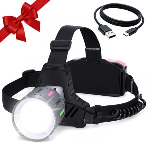 Lampe frontale 12 modes avec mise au point réglable et batterie 9000 mAh