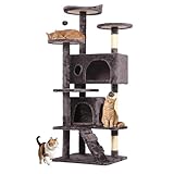 BestOffice 54 Inch Cat Tree, Multi-Level Cat Tower with Condo, Perches, Sisal Scratching Posts, Climbing Ladder,Indoor Activity Center Play House for Kittens & Adult Cats, Purple