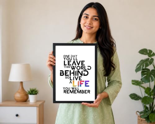 Image of Live a Life You Will Remember Quote Framed Wall Art, 21x29 cm, Motivational Typography Print, Modern Style, for Living Room, Bedroom, Office