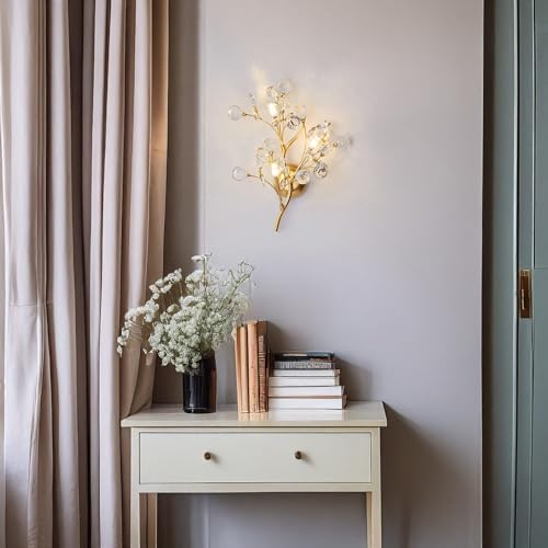 Aplique de pared de rama de cristal para decorar salas de estar 5