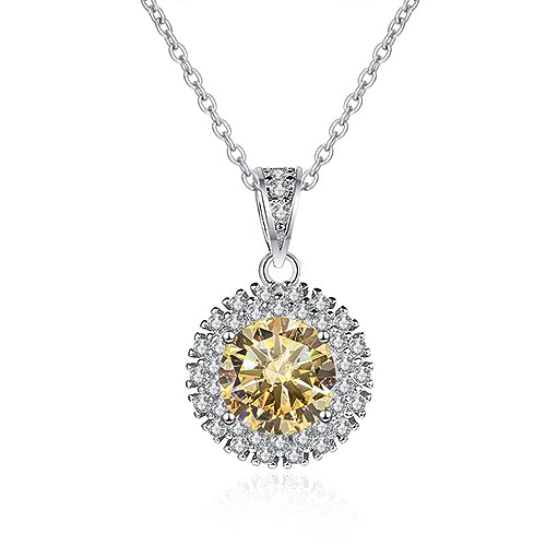Collier moissanite en argent 925 éclat diamant D coupe ronde 1ct d'exception