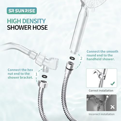 Image of SR SUN RISE Flexible 304 Stainless Steel Shower Hose, 96 Inch, Chrome