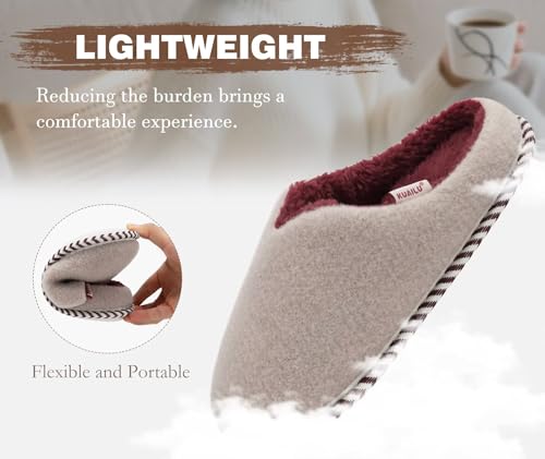 Image of KuaiLu Womens Supportive Memory Foam Slippers Felt Fuzzy Lined Heel Cushion Lightweight House Shoes for Indoor Outdoor