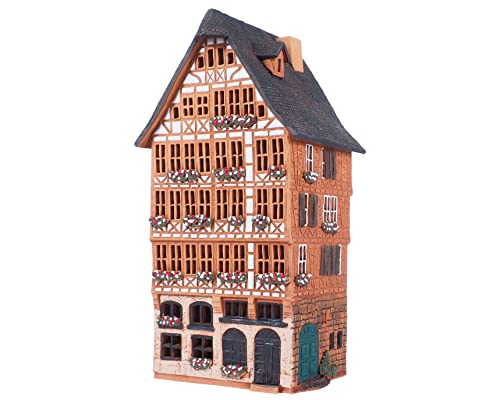 Midene Ceramic Art Tealight Candle Holder Room Decoration Handcrafted Collectible Miniature Light House Old Houses In Franfurt Romerplatz, Germany S5 -6Set. #TOP4