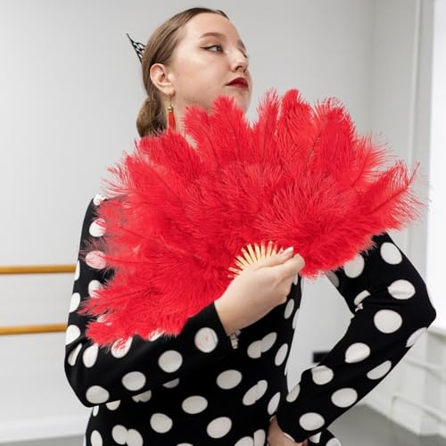 Éventail à plumes pour danse burlesque aux finitions rétro soignées - 7