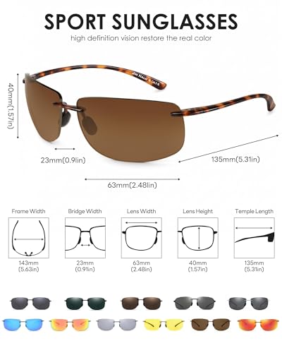 Image of JIM HALO Sport Sunglasses Men Womens TR90 Rimless for Driving Running Golf | Polarized /Non polarized,Lightweight,17g /0.6oz,Rectangle,Wrap Around,Cycling,Fishing,Outdoor Activities