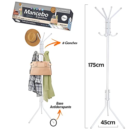 Mancebo Cabideiro Chão Pé Porta Casaco Bolsa Cabide Branco