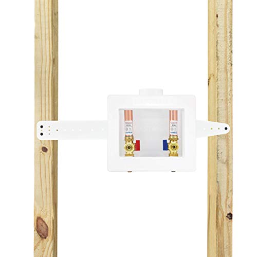 Image of Eastman 1 /2 Inch Crimp PEX Connection, White Center Drain Washing Machine Outlet Box with Hammer Arrestors, 60247