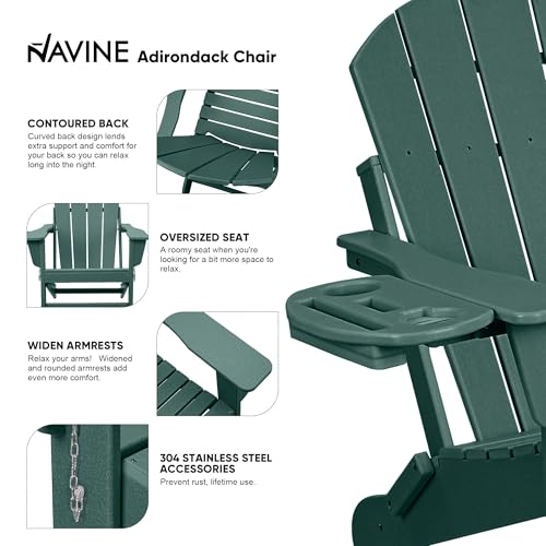 NAVINE Adirondack Chair Set of 4, HDPE Folding Adirondack Chair with Multifunctional Cup Holder, Weather Resistant Fire Pit Chair for porches, patios, poolsides, Decks. - Thumbnail 4