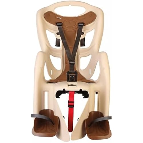 Child Bike Seat, Kids Bike Seat Carrier, Child Seat for Bikes, Pepe, Bellelli, Clamp with Rack Mount, Beige, Made in Italy