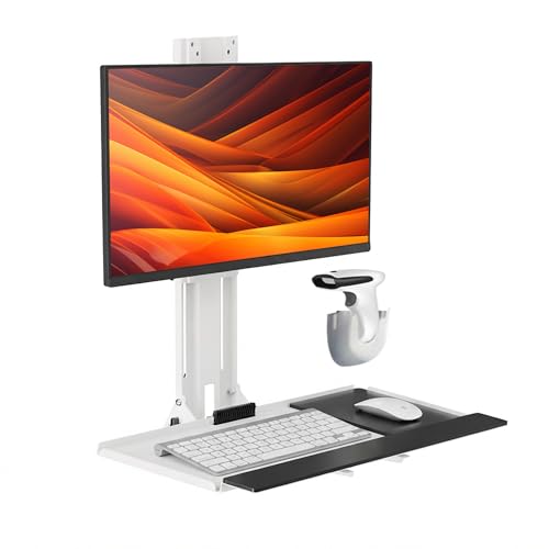 Mount Plus MED01 Soporte de Pared para Monitor Médico con Bandeja Ajustable para Teclado y Mouse, Compatible con Pantallas de 17" a 32", Incluye Soporte para Escáner y Mini CPU miniatura 2