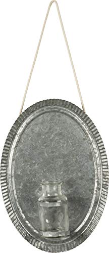 Primitives-by-Kathy-Wall-Vase-Handmade-Galvanized-Metal-and-Glass-Vase-for-Home-Decor-Farmhouse-Style-Wall-Shelf Primitives by Kathy Wall Vase Handmade Galvanized Metal and Glass Vase for Home Decor Farmhouse Style Wall Shelf