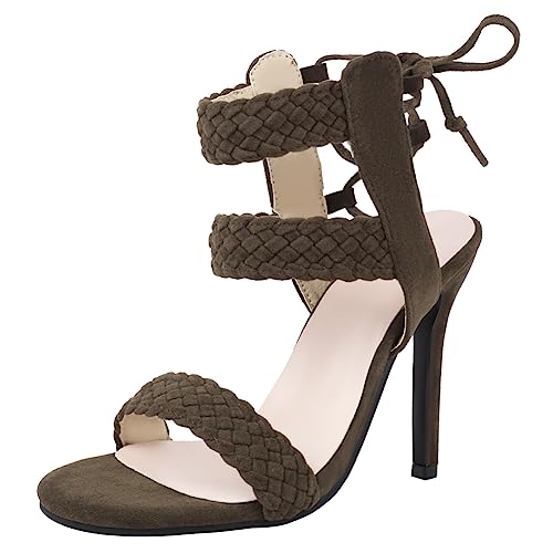 Sandales stiletto vertes tressées pour sublimer vos tenues de soirée et fêtes d'été