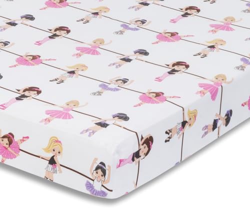 Image of Baby Girl Fitted Crib Sheet Born to Dance Ballerina, 100% Soft Breathable Microfiber Baby Sheet, Fits Standard Size Crib Mattress 28in x 52in, Nursery Sheet