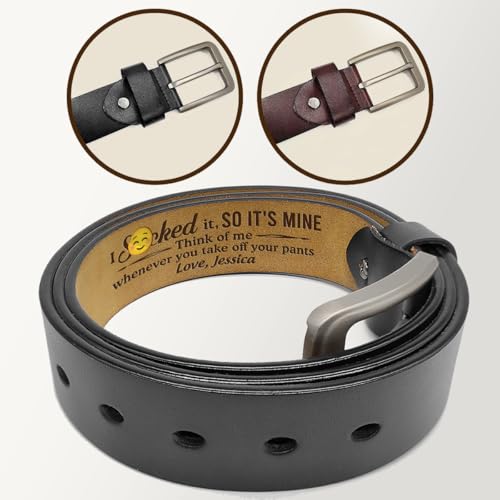 Think Of Me Whenever You Take Off Your Pants, Personalized Engraved Leather Belt, Anniversary Birthday Gifts For Boyfriend, Husband Gifts From Wife, Custom Leather Belt For Men4