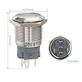 Baomain Stainless Push Button Switch 19mm 3/4" Eagle Eye 12V/24V White LED Momentary 5 Pin Terminal (1PCS) - Image 4