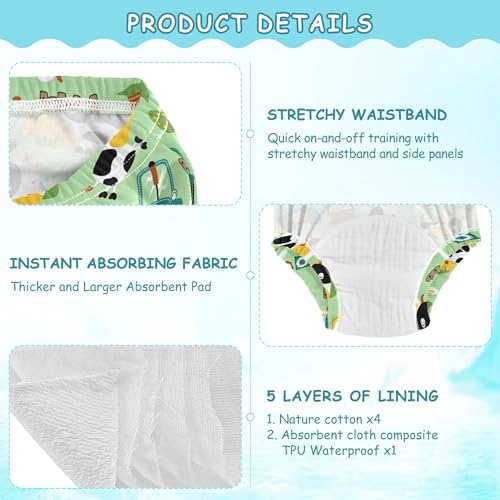 Image of Toddler Potty Training Underwear Cotton Absorbent Soft Baby Girl Boy Potty Training Pant 2t-5t