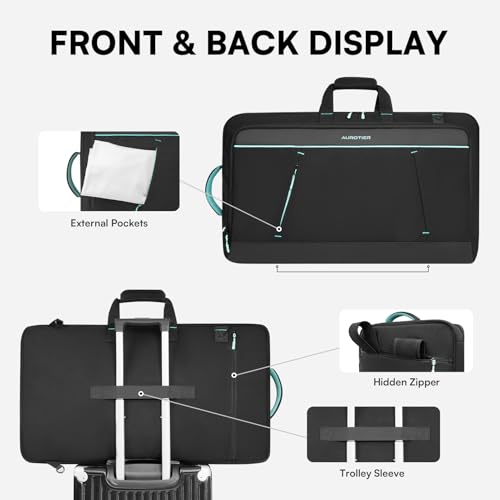 Image of AUROTIER DJ Controller Bag for DDJ FLX10 /DDJ REV5 /DDJ GRV6 /DDJ FLX6 /DDJ 1000 /DDJ 800, Padded DJ Backpack with Multi-pocket for 17 Inch Laptop, DJ Carrying Mixer Case for DJ Equipment, Black