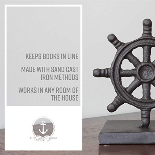 Danya B. Zi08303 Nautical/Coastal Home Decor - 2-Piece Metal Bookend Set With Anchor And Captain's Wheel #TOP6