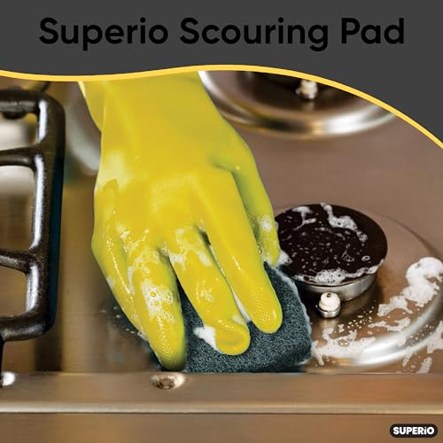 Image of Scouring Pad Non-Scratching Scrubber Non-Scratch Cleaning Scrub Pads Heavy Duty Scouring Pad Reusable Kitchen Scrubbing Pad Pack of 30 Green, by Superio