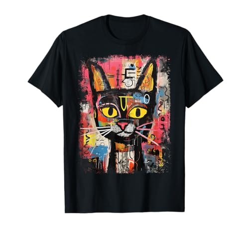 Y2K Streetwear Hip Hop Abstrakte Cat Pop Art Graffiti Katze T-Shirt