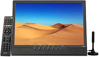 ZOSHING Portable LCD TV,14inch MINI TV Digital DVB-T2 Tuner Freeview Receive,Built-in Recharge Battery,HDMI,USB,AV in,12v car charge,Suit for Europe country