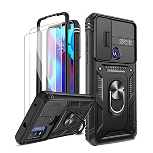 LeYi for Moto G Pure Phone Case, Moto G Power 2022 Case with Slide Camera Cover + [2 Packs] Tempered Glass Screen…