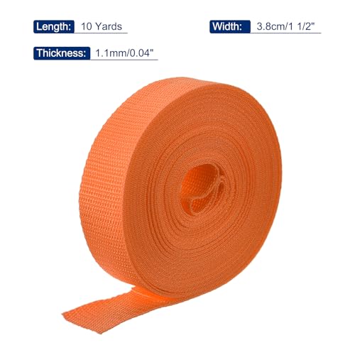 Image of MECCANIXITY Lightweight Polypropylene Webbing Strap 1.5 inch 10 Yard Backpack Strapping Band Light Orange for Outdoor Luggage Cargo Straps