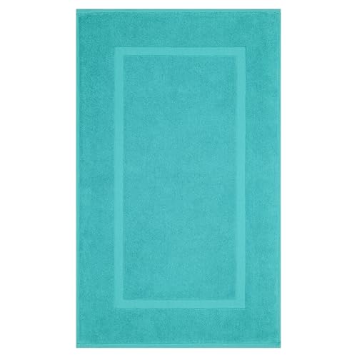 Image of Cotton Paradise 100% Cotton Turkish Bathmat Set, Soft Absorbent Quick Dry, 2 Piece 20x34 Bathmat Floor Set, Turquoise
