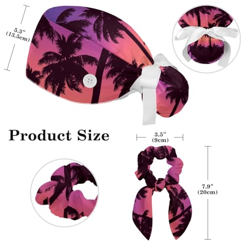 Gorro quirúrgico ajustable con diseño de palmeras y lazo miniatura 2