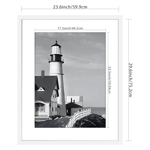 Picrit 24x30 Picture Frame 3 Pack, White Poster Frame, Display Poster 18 x 24 with Mat or 24x30 without Mat for Horizontal or Vertical Wall Mounting