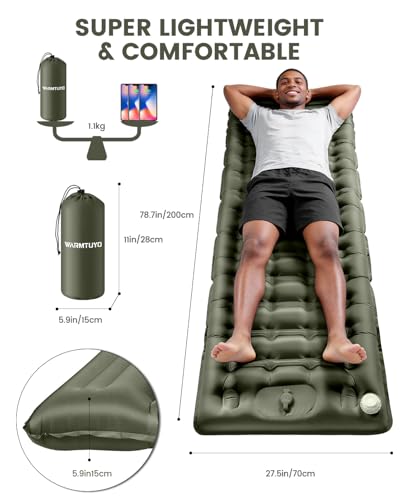 WARMTUYO Isomatte, Luftmatratze Camping mit Elektrisch Pumpe, 12CM Dicke Matratze Outdoor Aufblasbar, Schlafmatte Ultraleicht, Fuer Zelt… – Ansicht 5