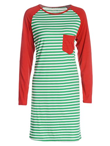 SAYOO Christmas Casual Mother Daughter Winter Red Striped Maxi Dress Family Matching Pajamas Nightgown Dress