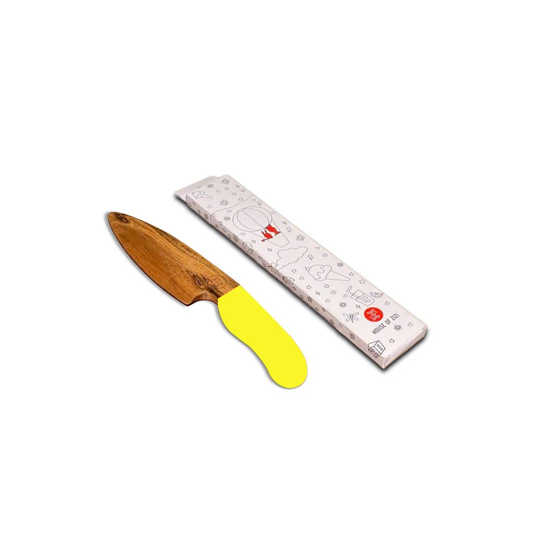 HOUSE OF ZIZI Kids Mango Wood Montessori Large Knife | Safe Cooking, Cuts Soft Vegetable & Fruits Knife | Cutting & Chopping Knife | Non-Stick Coating, Soft Touch Handles |Eco-Friendly Safe (Yellow) (B0C6QTGG4J) Amazon Price History, Amazon Price Tracker