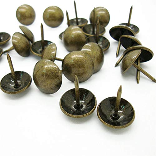 Pins Thumbtack,100 Pieces of Vintage Bronze Jewelry Box Drum Nail Sofa Decoration Nail Bronze Pushpin Interior Decoration Nail Pneumatic pin Gun Pneumatic Nail Usual and Practical Fasteners (Col
