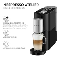 Nespresso Krups Atelier Kaffeemaschine mit Milchaufschäumer, 1 L Wassertank, inkl. Glastasse+Kapseln, 19bar Druck, schwarz/silber, XN8908 – Ansicht 2