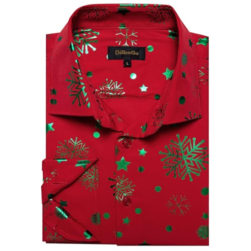 DiBanGu Mens Christmas Dress Shirts,Casual Xmas Long Sleeve Button Down Shirt for Men Holiday Festive Shirt Vacation Party4