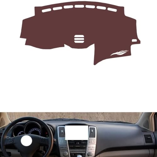 Anti-Slip Sun-Proof Dashboard Cover Compatible with LEX RX 2004-2007, Premium Leather (Brown)