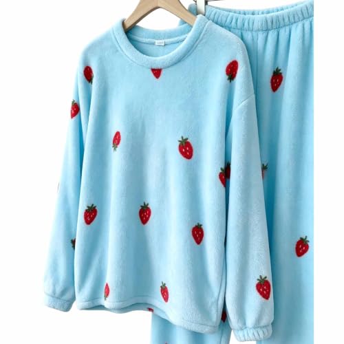Aswuknt Womens Flannel Pajama Set Long Sleeve Winter Cute Fleece Sleepwear - image 5