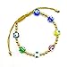 HANDYLUXE Lucky Handmade String Bracelet Colorful Evil Eye Glass Beads Gold Plated Balls for Protection and Blessing