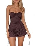Material: Made from breathable and comfortable fabric, this sexy strapless dress feels soft and gentle on your skin; Excellence in workmanship gives it a stylish look Features: Sexy strapless tube top mini dress, sleeveless summer dress, off the shou...