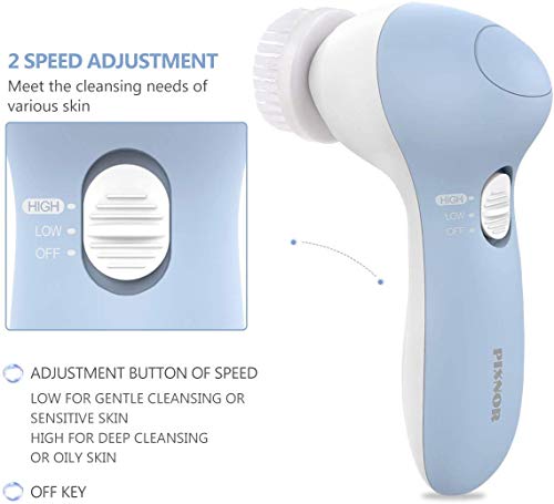 Facial Cleansing Brush [Newest 2021], PIXNOR Waterproof Face Spin Brush with 7 Brush Heads for Deep Cleansing, Gentle Exfoliating, Removing Blackhead, Massaging - Thumbnail 5