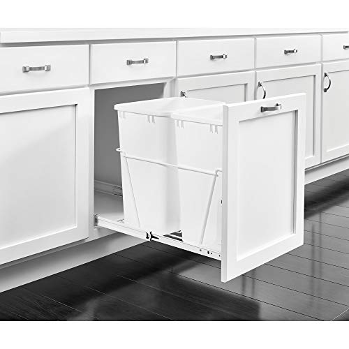 Rev-A-Shelf Rv-18Pb-2 S Double 35-Quart Sliding Pull Out Kitchen Cabinet Waste Bin Container, White #TOP2