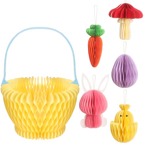 Kit de Pâques en nid d'abeille pour activité manuelle suspension arbre lot de 6