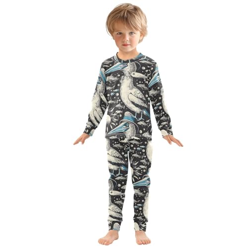 Pajama Sets Long Sleeve Blue Footed Booby Fish Soft Comfy Sleepwear 2 Piece PJS 3-8T2
